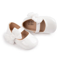Zapatos De Niña Bebé En PU Cuero Liso Con Nudo Y Suela Antideslizante Ligera Para Primera Caminata Vestido De Princesa Para Boda - details 4