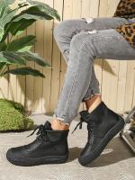 SP Nuevas Botas individuales de otoño Y invierno para Mujer, hecho a mano, estilo retro, casual, de Suela Gruesa, comodas, Con Cordones y Suela suave. - details 26