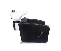 Lavacabezas de peluquería negro con reposapiernas y lavabo de cerámica blanca - details 2
