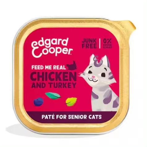 Edgard & Cooper Senior Pollo Y Pavo De Corral Con Arándanos, Hojas De Ortiga Y Salvia Paté Gatos 16 X 85 Gr - 1