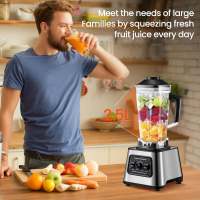 Batidora 2 en 1, 6000W Profesional Licuadora de 2.5 L sin BPA, 9 Velocidades, Licuadoras para Zumos y Batidos, Blender Licuadoras para Zumos, Batidos, Verduras, Frutas (black) - details 5