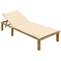vidaXL Tumbona con cojín madera de pino impregnada en color Negro/Verde brillante/Estampado cuadros rojos y más | acolchados duraderos para sofás de jardín terraza exterior - details 6