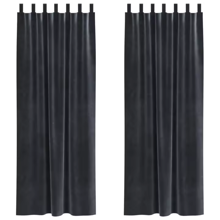 Cortinas Opacas vidaXL con Lazos de Suspensión 2 piezas Gris Oscuro Terciopelo - 1