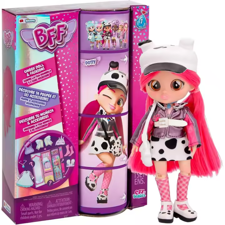 Bebés Llorones Dotty | Muñeca fashion Coleccionable con Pelo largo, Ropa de tela y 9 Accesorios - Juguete regalo para niñas y niños +5 Años - 1