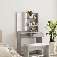 vidaXL Tocador con espejo 74,5x40x141 cm en color Blanco/Blanco brillante/Madera antigua y más | decorativo de pared para baño dormitorio recibidor moderno - details 6