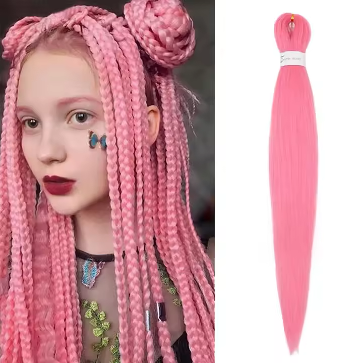 Extension De Cabello Sintético De 26 Pulgadas Color Negro Natural Pre Estirado Kanekalon Para Mujeres Y Niñas Uso Diario Y Fiestas - 1