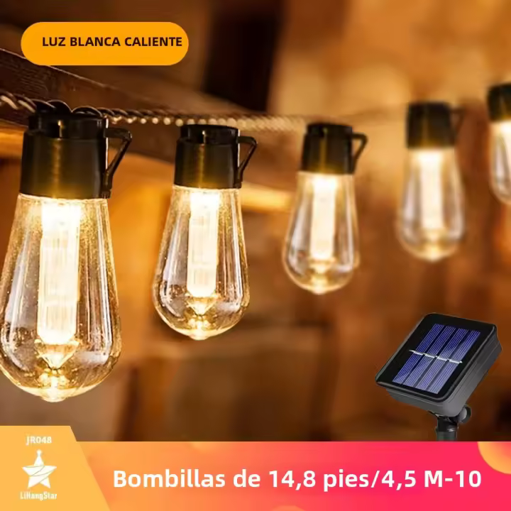 Luces De Cadena Solar LED IP44 Impermeables Para Decoración De Navidad Al Aire Libre Luz De Bulbo Para Patio Gazebo Porche Camping - 1