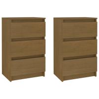 vidaXL Mesitas de noche 2 unidades madera maciza pino 40x29,5x64 cm Natural, Blanco, Gris Mesita habitacion mesitas de noche dormitorio para Salón, Estudio, Mesa Auxiliar - details 1