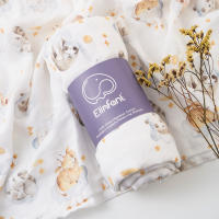 Elinfant Manta De Seda De Bambú Y Algodón Para Bebé Recién Nacido 120x110cm Toalla De Baño Y Envoltura De Alta Calidad Con Estampado Digital Unisex - details 5