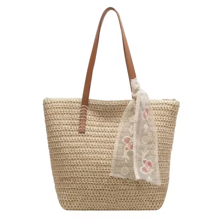 Bolso de Mano para mujer de gran capacidad, Bolso Hombre de tejido a mano, fresco, pastoral, Pastizal, Verano - 1