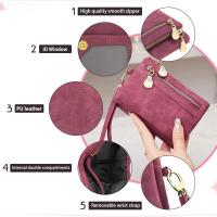 Monedero Mujer Pequeño Cartera de Mujer 100% Cuero Vegano Billetera Short with Bolsillo de Cremallera para Monedas' (Rojo wine) - details 2