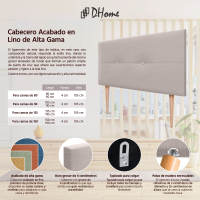 DHOME Cabecero de Lino Natural con Botones y Patas de Madera Cabezal Tapizado Cama Dormitorio Moderno - details 1