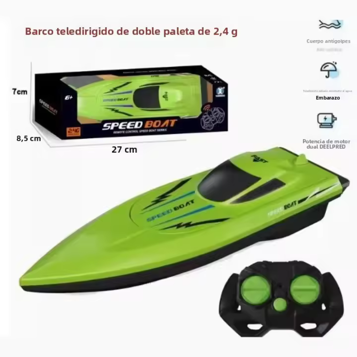 Barco Remoto Para Niños Impermeable Juguete RC Barco Rápido Ligero Racing En Agua Juguetes De Piscina Control Remoto - 1