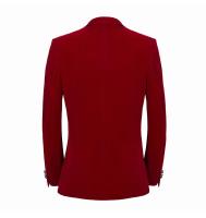 Chaqueta De Tuxedo Roja De Veludo Para Hombre Chaqueta De Noche Con Cuello En Pico Y Un Botón Para Bodas Y Fiestas Traje De Novio Estilo Formal - details 3