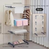 24 Barras de Secado y 14 Ganchos para Ropa de Cama, Ropa, Gris, Secadoras - details 4