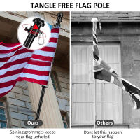 Palo De Bandera Telescópico De 1.8M Con Anillos Giratorios Sin Enredos De 360 Grados Acero Inoxidable Montaje En Pared Para Jardines Y Atracciones - details 2