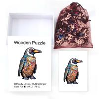 Puzzle De Madera En Forma Irregular Con Diseño De Pingüino Emperador Juego De Ajedrez DIY Para Niños Y Adultos - details 3