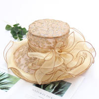 Sombrero De Flores Para Mujer Organza Gran Borde Para Bodas Y Té En La Iglesia Sombrero De Sol Casual De Polyester Floral - details 5