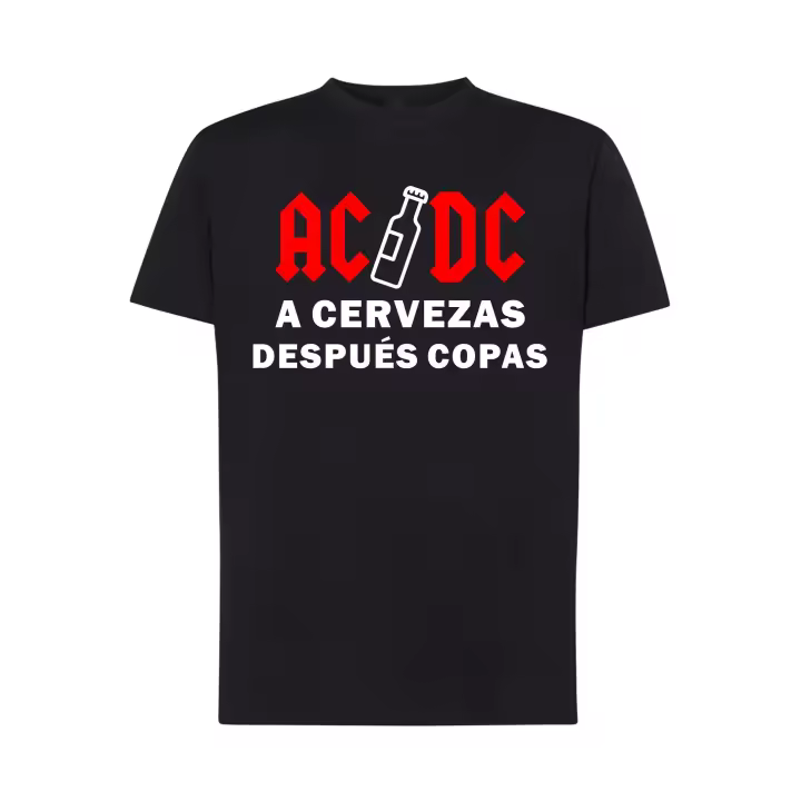 A Cervezas / Despues Copas - Camiseta cómica ac/dc - algodón - hombre y mujer unisex - 1