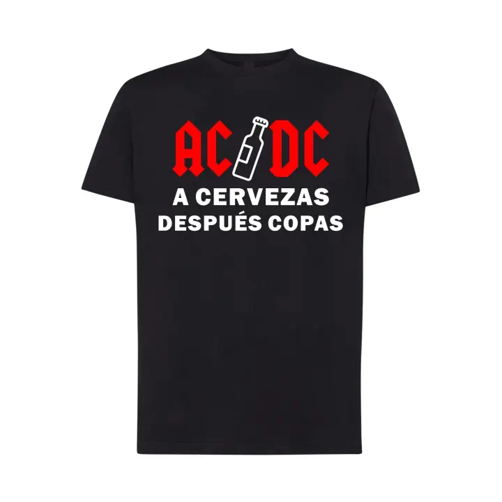 A Cervezas / Despues Copas - Camiseta cómica ac/dc - algodón - hombre y mujer unisex - 1