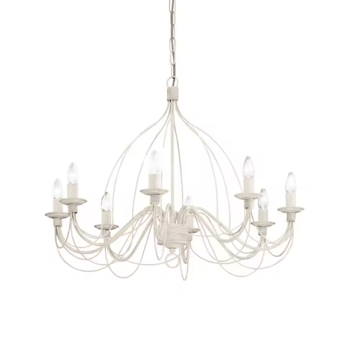Araña Shabby Chic-Provençal Court Metal Blanco 8 Luces E14 - 1