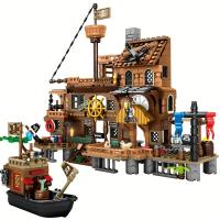 Juguetes De Construcción De Barco Pirata 675 Piezas Tema De Wharf Ciudad Tienda Para Niños Regalos De Cumpleaños Modelo De Barco De Bloques De Construcción Para Niños - details 3