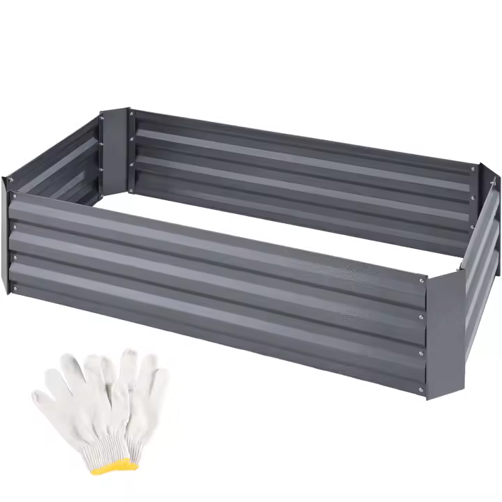 Tectake - Arriate Pimpinela 200 litros de acero galvanizado 120 x 60 x 30 cm, Arriate rectangular sin base  Huerto en altura para mayor comodidad  Ideal para el cultivo de hierbas medicinales, verduras, frutas o flores - 1