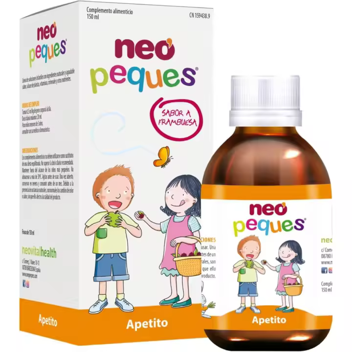 NEO PEQUES | Jarabe Infantil Apetito | 150 ml | Aumenta el Apetito y Disminuye la Sensación de Cansancio | A Base de Extractos de Plantas y Oligoelementos | Sabor Frambuesa - 1