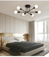Lámpara De Techo LED Retro Industrial Con 6 Cabezas Material Hierro Trabado Luz Moderna Para Sala De Estar Decoración E27 - details 19