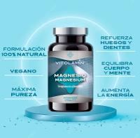 MAGNESIO 200 cápsulas vegetarianas Vit Ol Amin - Citrato de magnesio puro 360mg 100% natural para el mantenimiento de músculos, huesos y dientes. Aporta energía, equilibra los electrolitos y favorece la relajación de cuerpo y mente. Sin gluten ni lactosa. - details 0