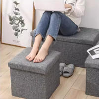 Reposapiés otomano de almacenamiento, taburete plegable para pies, caja de almacenamiento, taburete para el hogar, taburete para pies, banco, caja grande para guardar ropa de lino - details 6