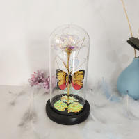 Lámpara De Rosas Artificiales Con LED Colores Y Mariposa En Vidrio Regalo Para Mujeres Luz De Galaxia Rosa Artificial Con Mariposa Y LED Colorido - details 13