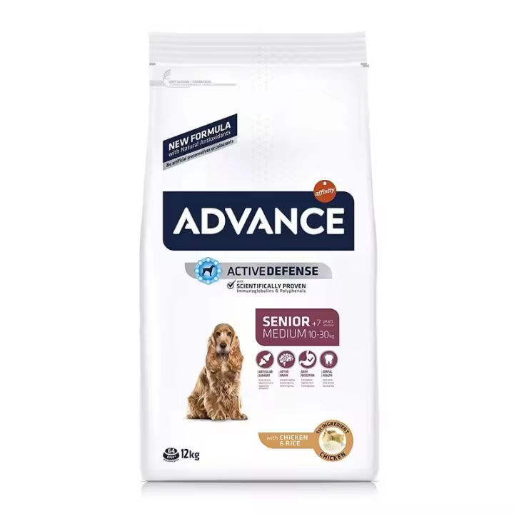 Advance Medium Senior, Pienso para Perros Senior (+7 años) de Razas Medianas con Pollo, 12kg - 1
