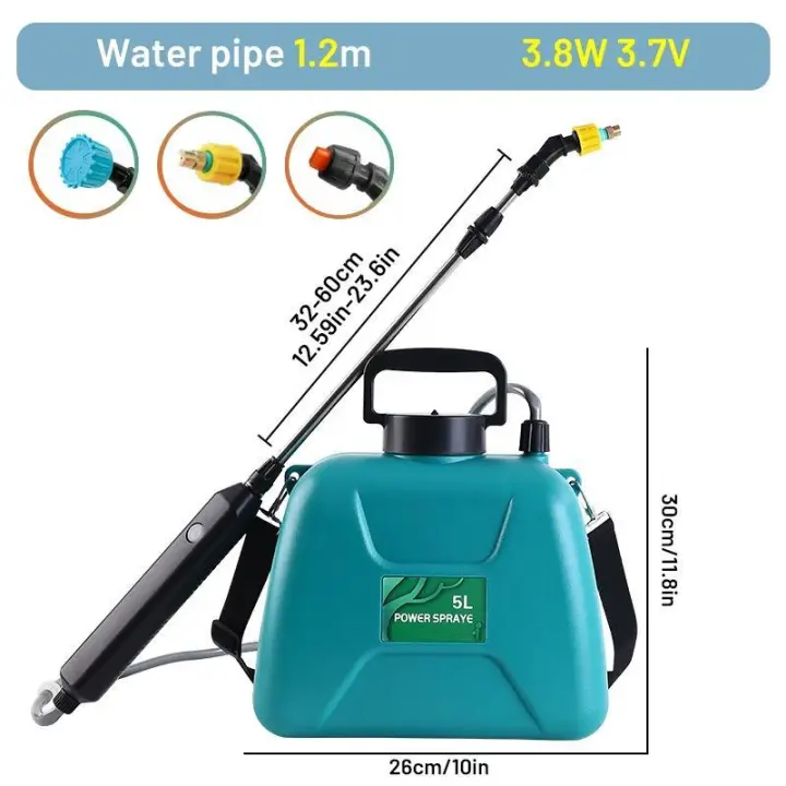 PULVERIZADOR eléctrico de 5L y 8L para jardín, rociador con batería de 7,4 V y 2000mAh, 3 boquillas de piezas, herramientas de riego de flores de atomización automática para hombro - 1