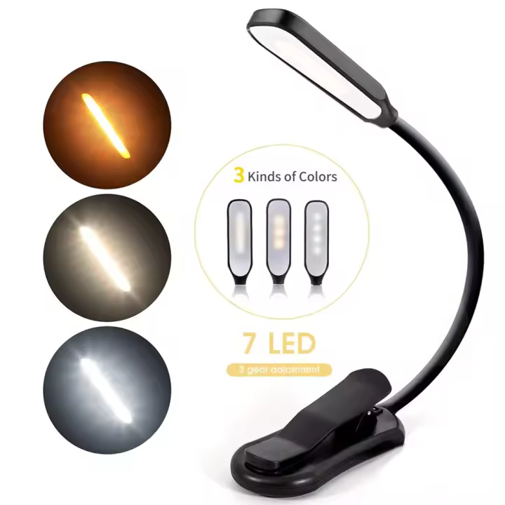 Luz de Lectura LED Portátil Recargable por USB Luz de Día Blanca Cálida Friiente Ajustable - 1