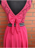VESTIDO ROSA FUSIA CON ENCAJE   ROPA MUJER MARCA GENERICA - details 1