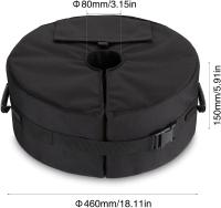 Bolsa de peso para sombrilla de patio, soporte de base de arena desmontable redondo de 46 cm, bolsa de peso para sombrilla resistente a la intemperie, se adapta a voladizo desplazado, paragüero o asta de bandera - details 3
