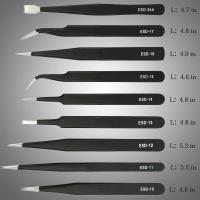 Juego De Pinzas Antiestáticas ESD 10Pc Acero Inoxidable De 1.5mm Para Reparación De Electrónica Soldering Artesanía Joyería - details 5