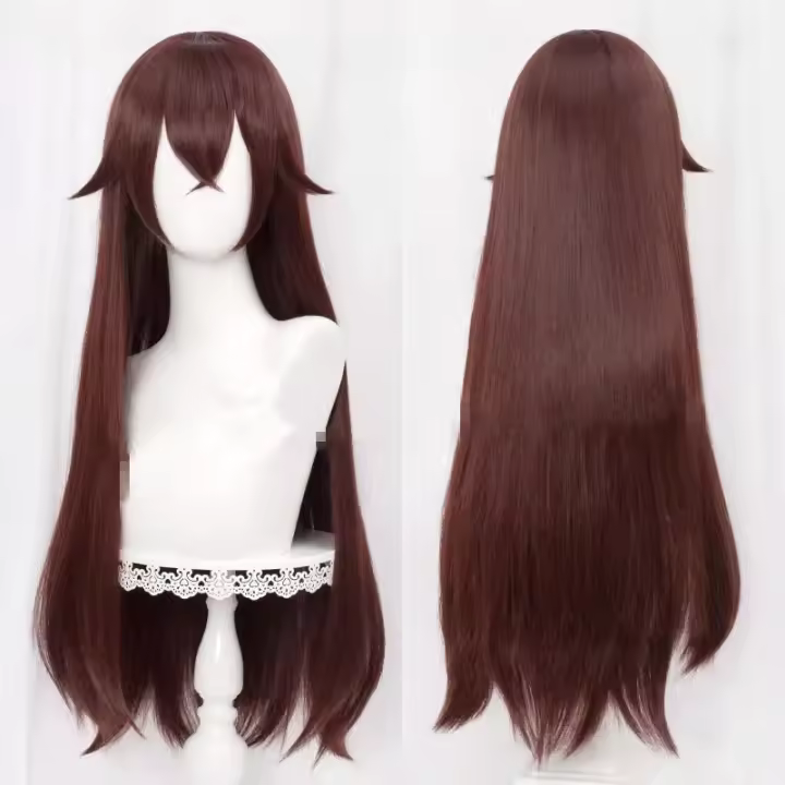 Pelucas De Sintética Genshin Impact Amber Cosplay Longa Marrón Recta Con Franja Resistente Al Calor Peluca De Uso Diario Tamaño Promedio - 1