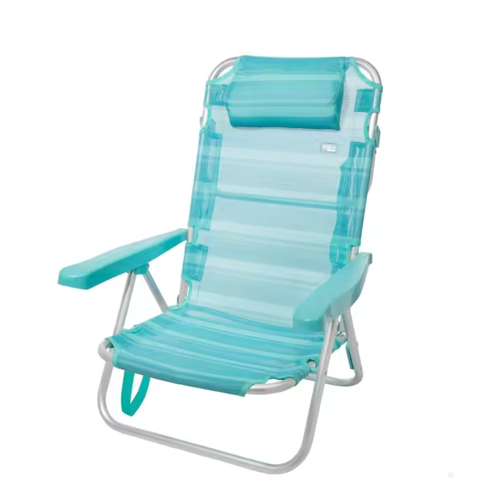 Silla de playa Aktive Beach reclinable en 5 posiciones + cojín turquesa 84x62x45,5 cm - 1