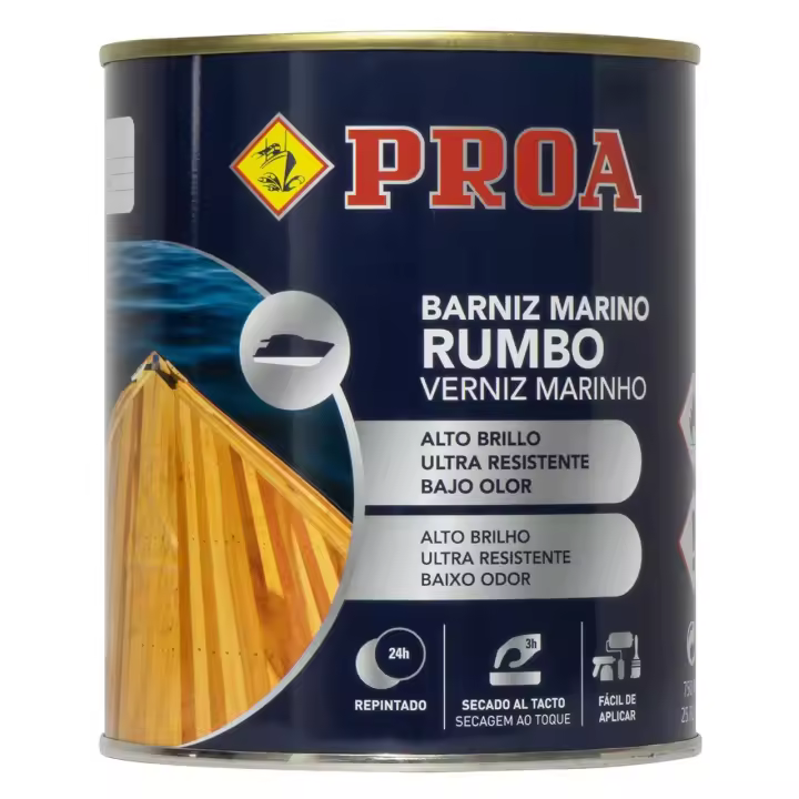 Barniz marino bajo en olor. Alta resistencia en ambientes marinos. 4 Litros. Exterior e Interior. Rumbo. PROA. - 1