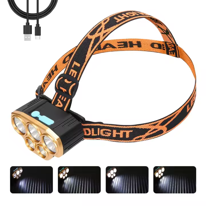 Linterna Frontal LED Potente 5 USB Recargable Impermeable Para Pesca Caza Camping Senderismo Luz De Mano Exterior - 1