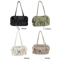Bolso De Hombro Para Mujer Capaz De Pleated Gran Capacidad Ligero Estilo Casual Bolso De Viaje Con Cierre De Cordón - details 7