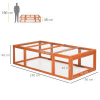 PawHut Conejera Exterior de Madera 180x90x48 cm Jaulas para Conejos Grande Casa para Animales Pequeños con 3 Puertas y Alambre de Metal Natural - details 2