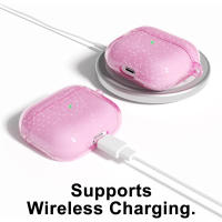 Funda De Auriculares Con Llavero De TPU Suave Brillante Y Plateado Para Airpods 3er Generación 2da Generación 1er Generación pro 2024 Accesorio De Cubierta Protectora - details 6