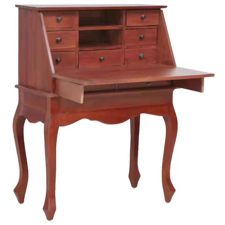 vidaXL Escritorio secreter madera maciza de caoba marrón 78x42x103 cm - 1