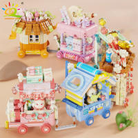 HUIQIBAO Mini Modelo De Tienda De Bloques Creativos Serie Ciudad Callejera Con Animales Adorables Set Micro Para Niños Juguetes De Bloques De Construcción Unisex - details 2