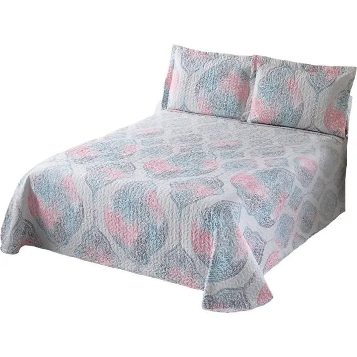 NOVOTEXTIL Colcha Bouti de Verano con 2 Fundas de Cojín 50x70 cm Cubrecamas Ligero Transpirable con Interior 100% Algodón Exterior de Poliéster Suave Acolchado Fino Ideal Primavera Verano Ropa de Cama Decorativa Fácil Lavado Perfecto para el calor - 1