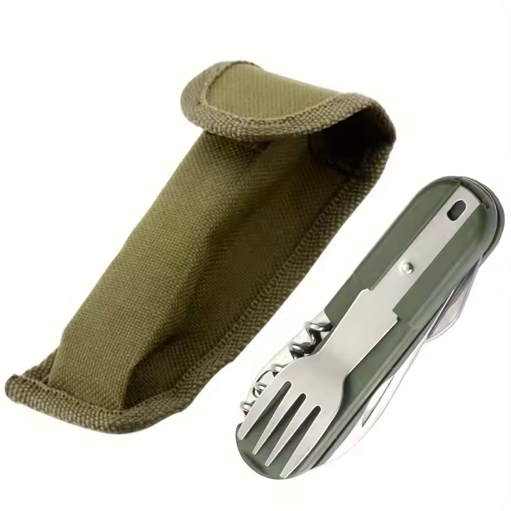 Juego De Utensilios De Acero Inoxidable 7 En 1 Multifuncional Para Actividades Al Aire Libre Ideal Para Picnics Camping Senderismo Y Viajes - 1