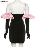 Vestido De Veludo Sin Espalda Para Mujer Con Guantes Nublados Bodycon Elástico Romántico Francesa Para Fiesta De Cumpleaños Vacaciones Streetwear - details 19